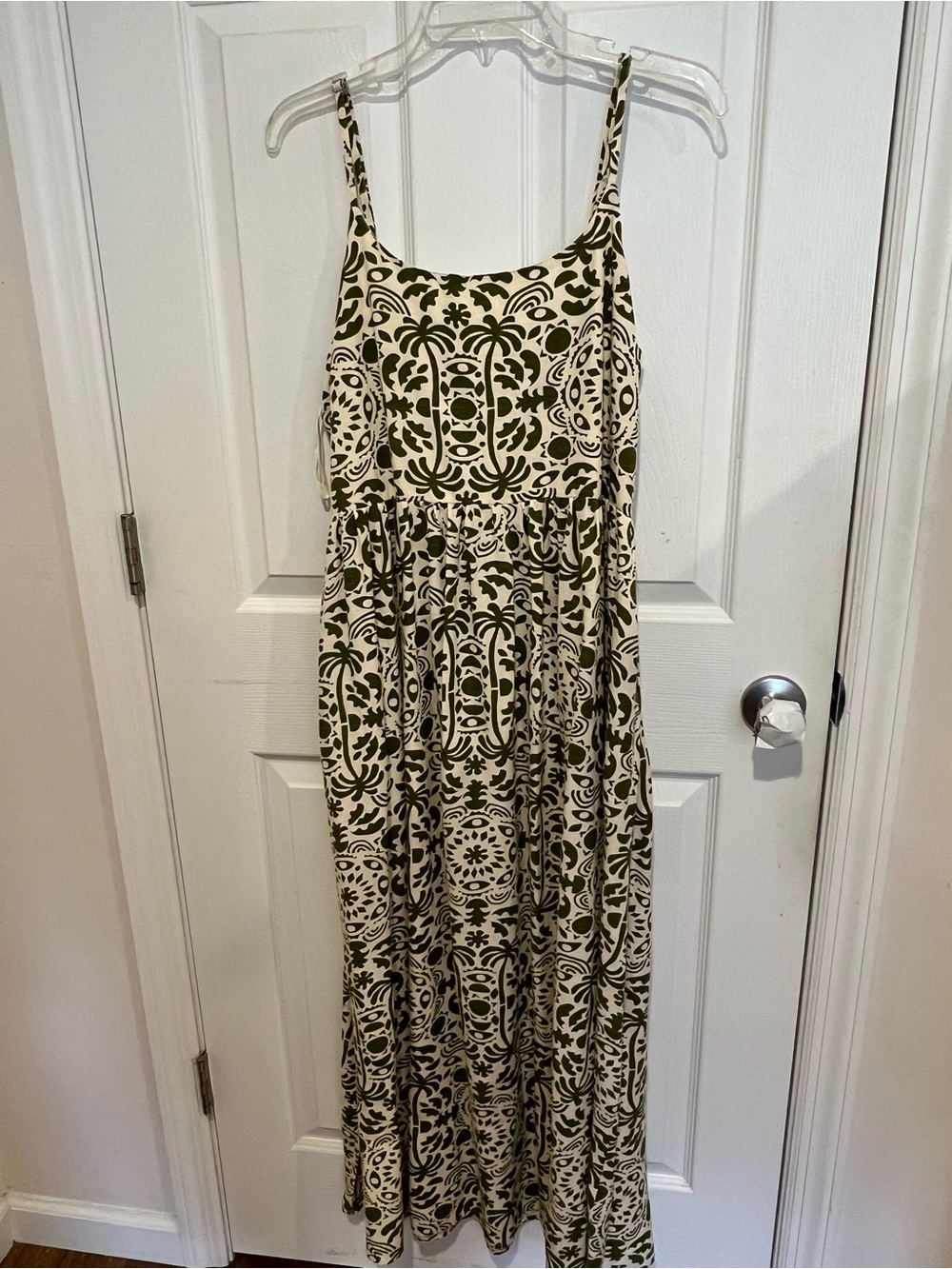 Japna Cream Maxi Dress/Olive Tile Print..linen look..perfect for summer..